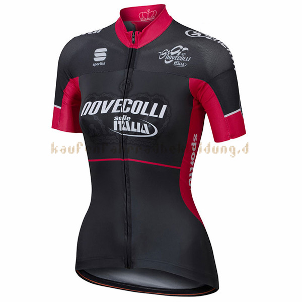 Frau Nove Colli Kurzarmtrikot 2017 Und Kurze Tragerhose shwarz Und rot